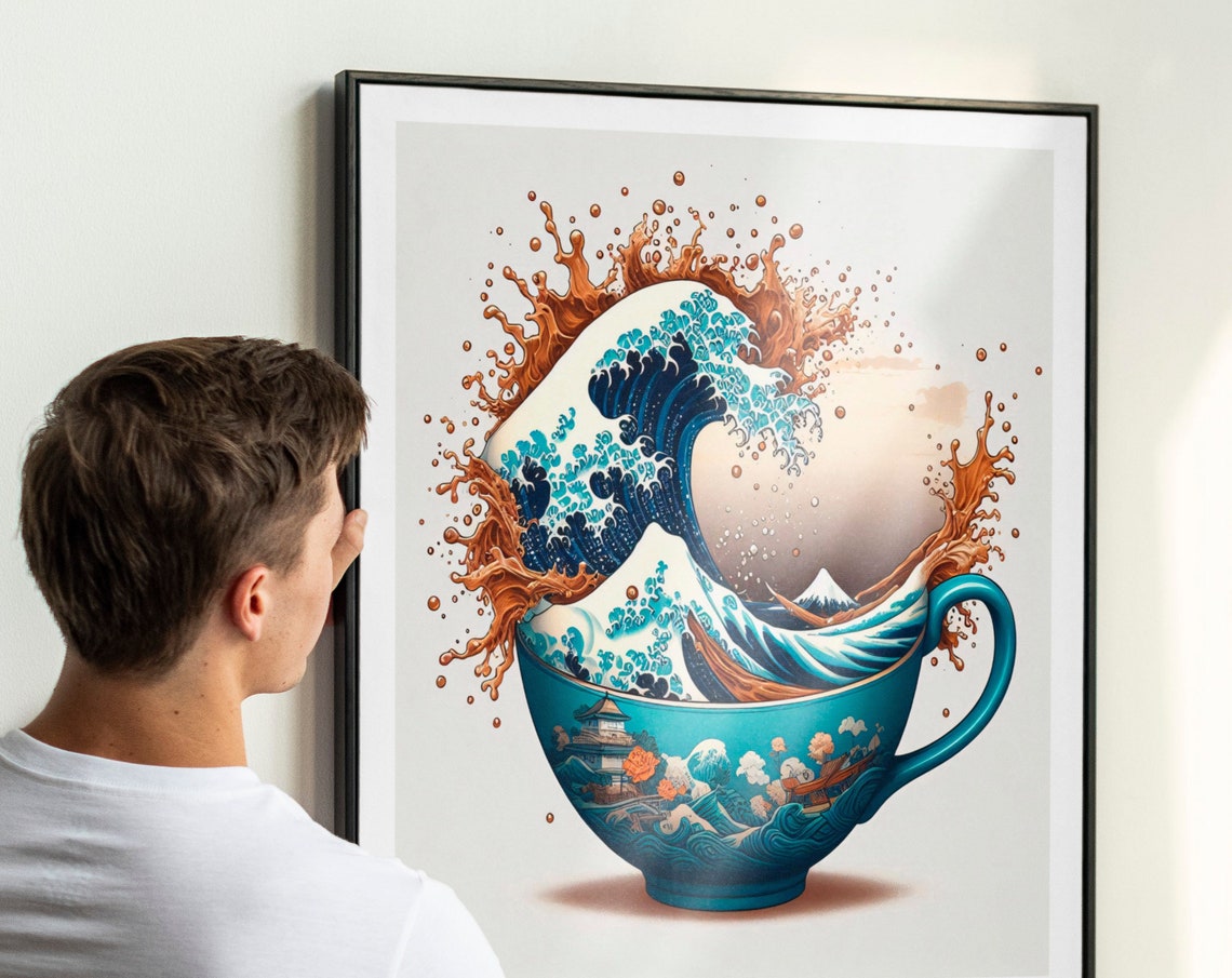 Hokusai Great Wave Coffee Cup Splash Caffeine Lover Wall Art - Image 5