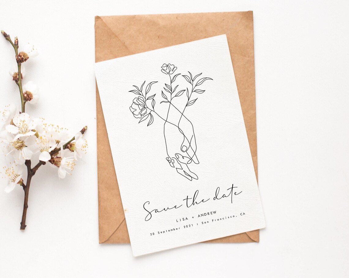 Save The Date Minimalist Wedding Line Art - Image 2