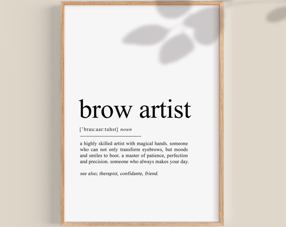 Brow Artist Definition Art Print, Brow Bar Decor