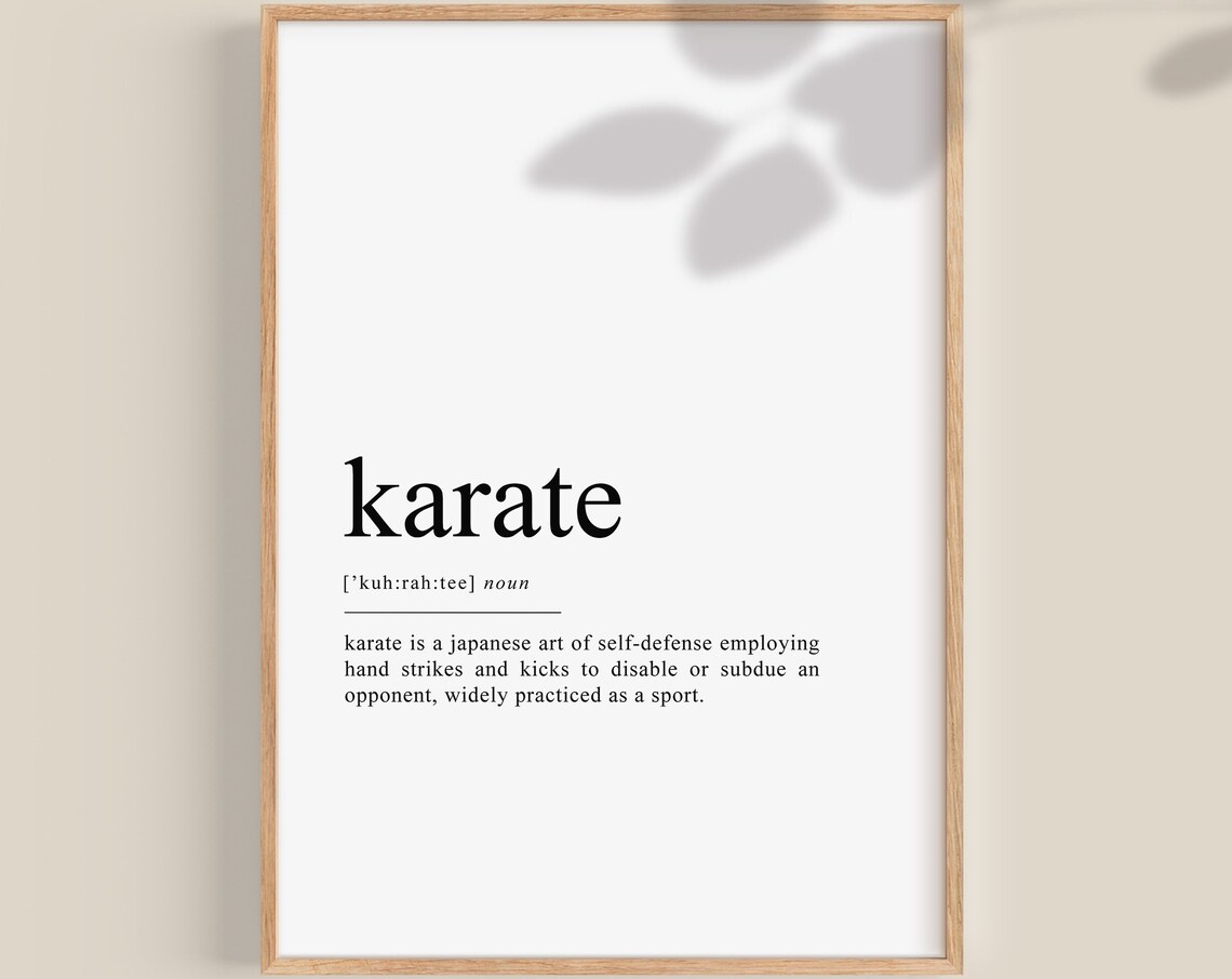 Karate Definition Poster, Martial Arts Teen Room Decor