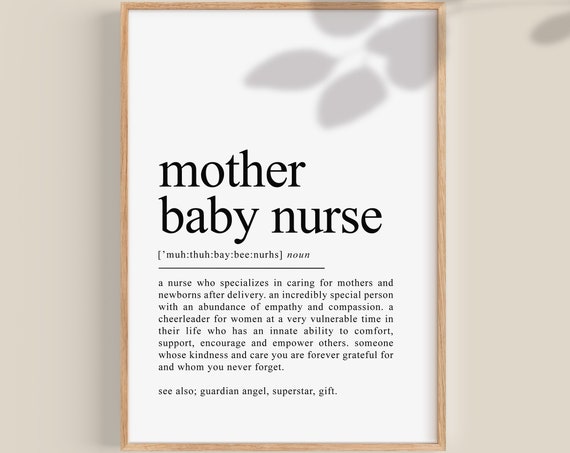 Mother Baby Nurse Definition Art Print, RN Gift