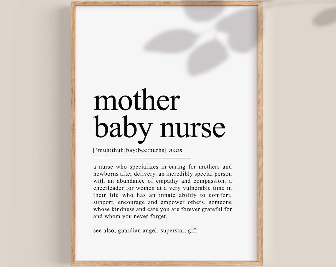 Mother Baby Nurse Definition Art Print, RN Gift