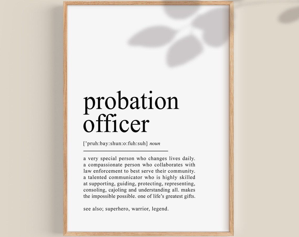 Probation Officer Definition Art Print, Social Work Gift