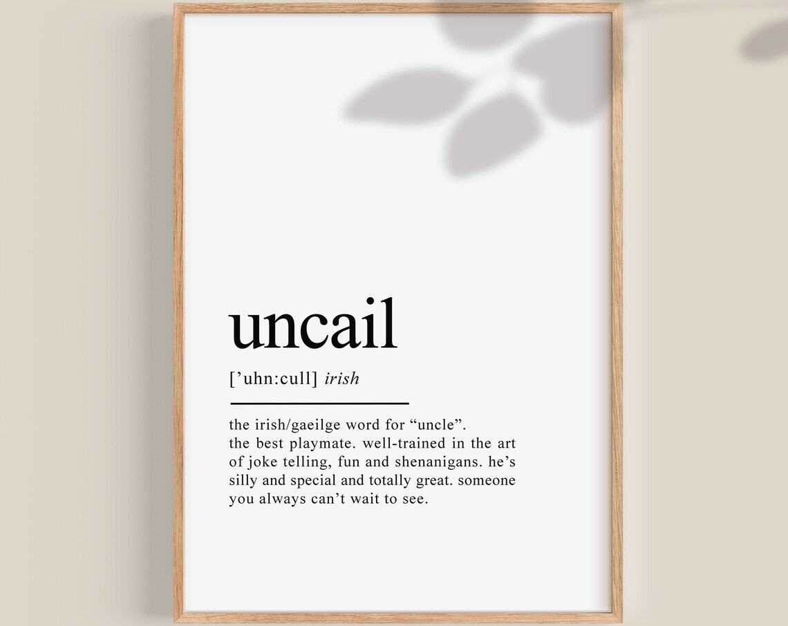 Ireland Uncle Definition Print, Gift for Uncle