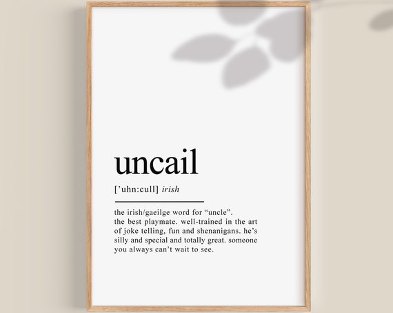 Ireland Uncle Definition Print, Gift for Uncle