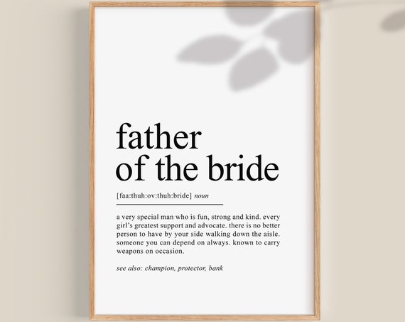 Father Of The Bride Gift, Personalized Wedding Art