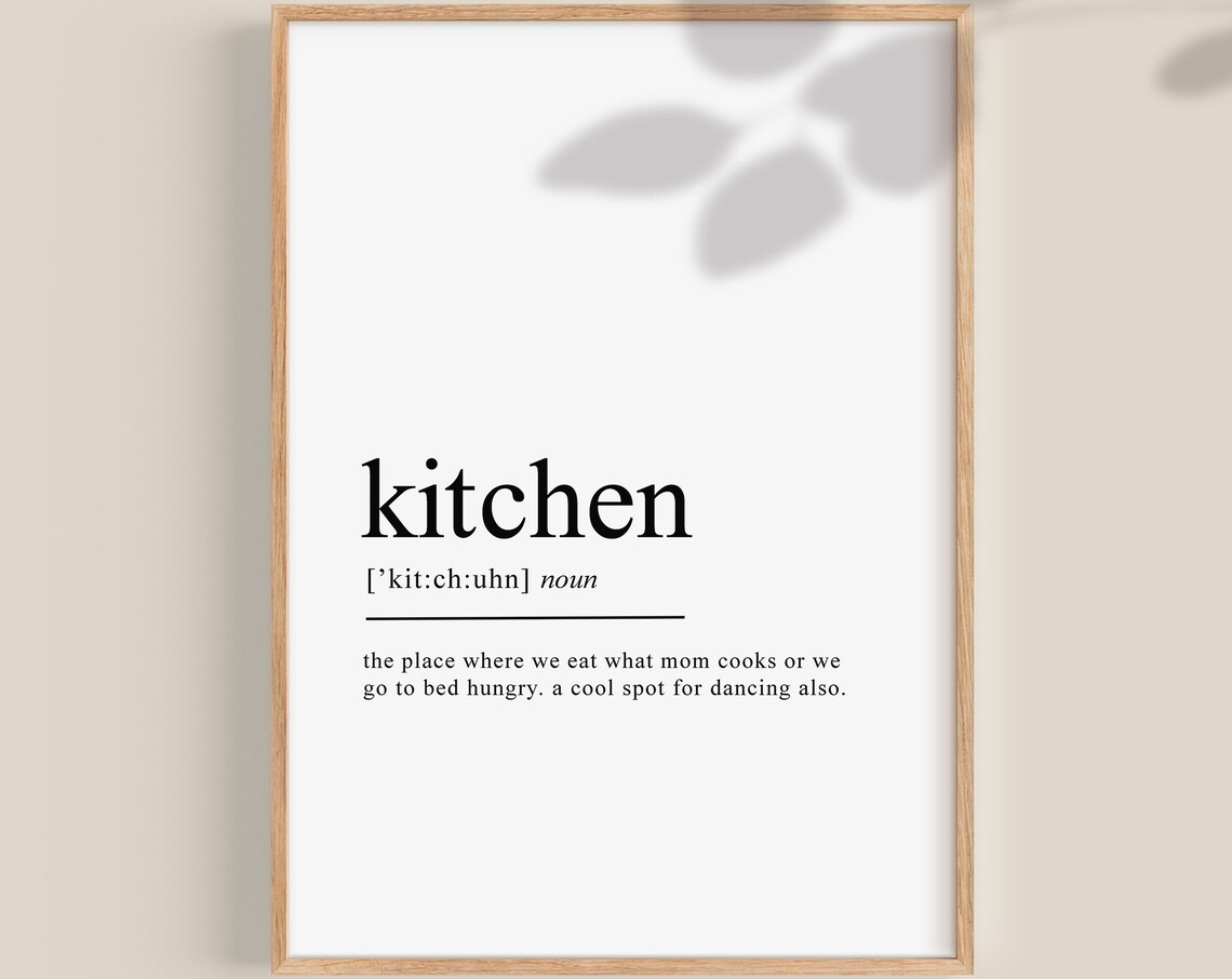 Kitchen Definition Print Kitchen Wall Decor Kitchen Art Prints Funny Kitchen Wall Art Dictionary Art