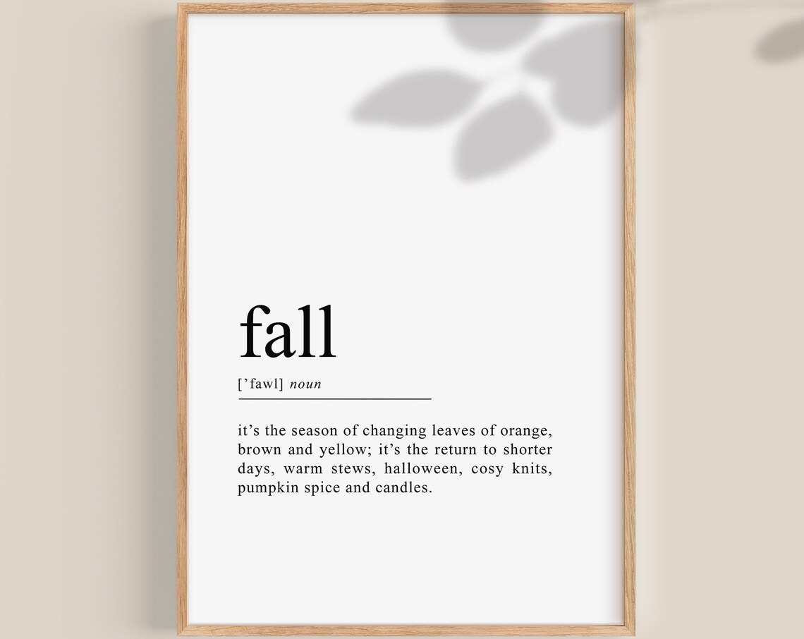 Autumn Fall Dictionary Definition Word Print For Seasonal Home