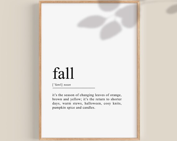 Autumn Fall Dictionary Definition Word Print For Seasonal Home