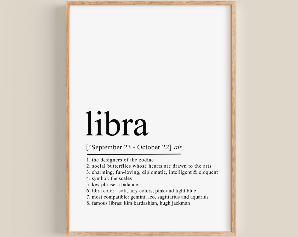 Libra Definition Poster, Zodiac Gifts Art Print
