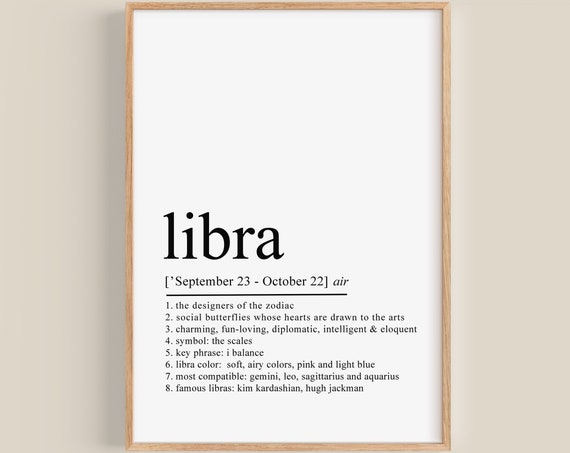 Libra Definition Poster, Zodiac Gifts Art Print
