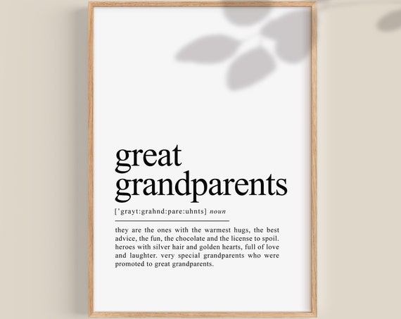 Great Grandparents Definition Art Print, Personalized