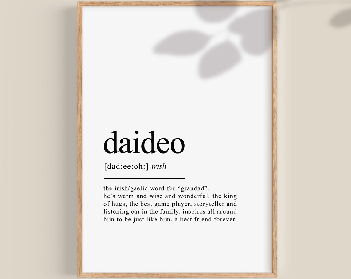 Daideo Definition Art Print, Irish Father's Day Gift