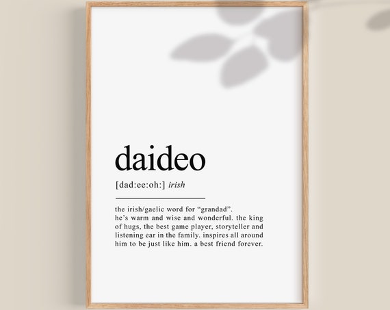 Daideo Definition Art Print, Irish Father's Day Gift