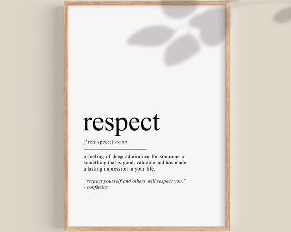 Respect Definition Quote Print, Office Classroom Poster