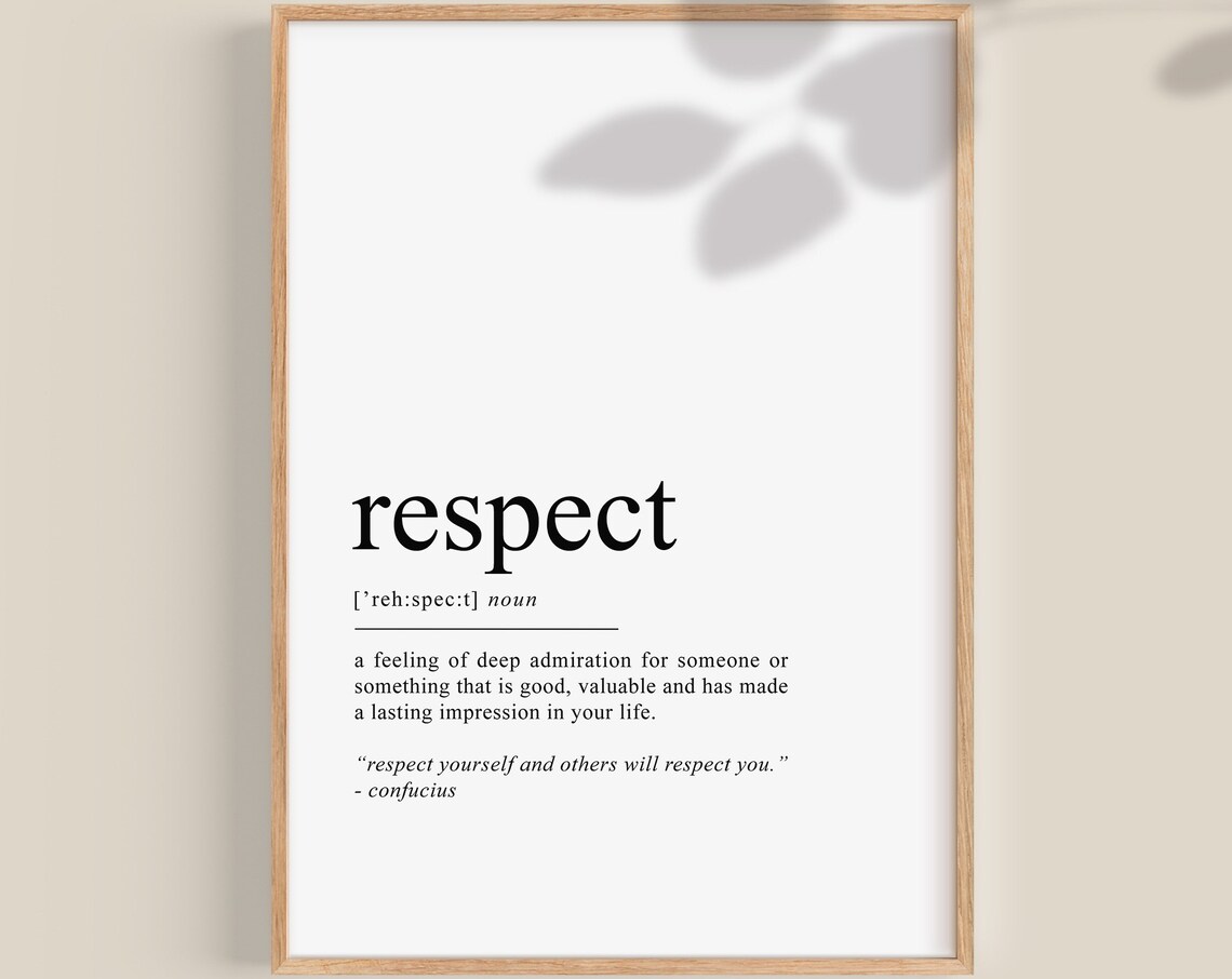 Respect Definition Quote Print, Office Classroom Poster