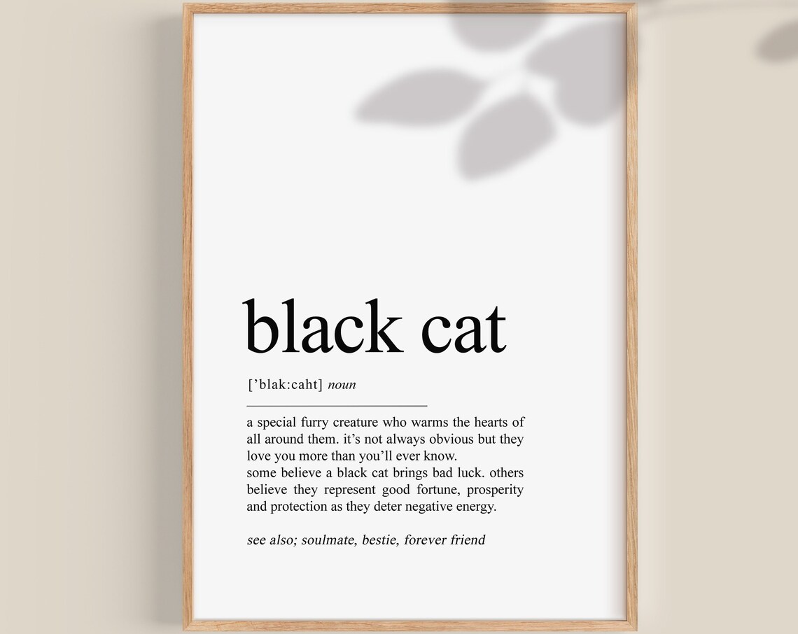 Black Cat Definition Dictionary Art Print