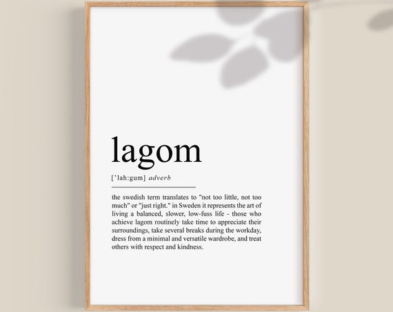 Lagom Definition Scandinavian Quote Art Print