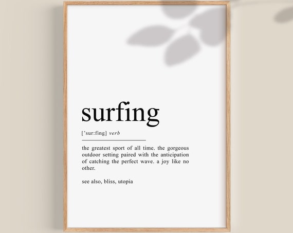 Surfing Definition Print, Surf Decor Gift