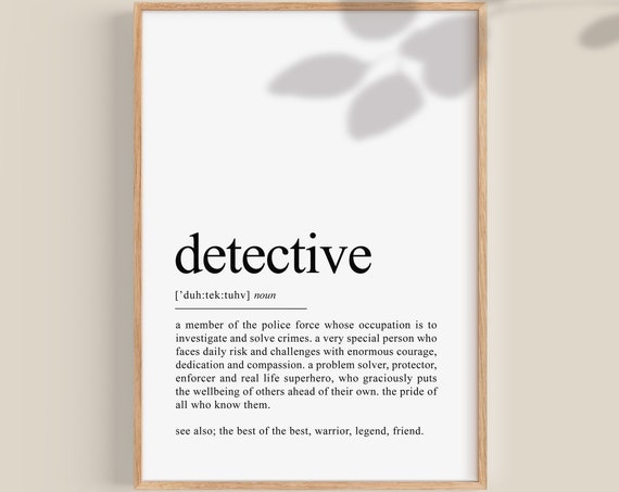 Detective Definition Print, Police Gift Wall Art