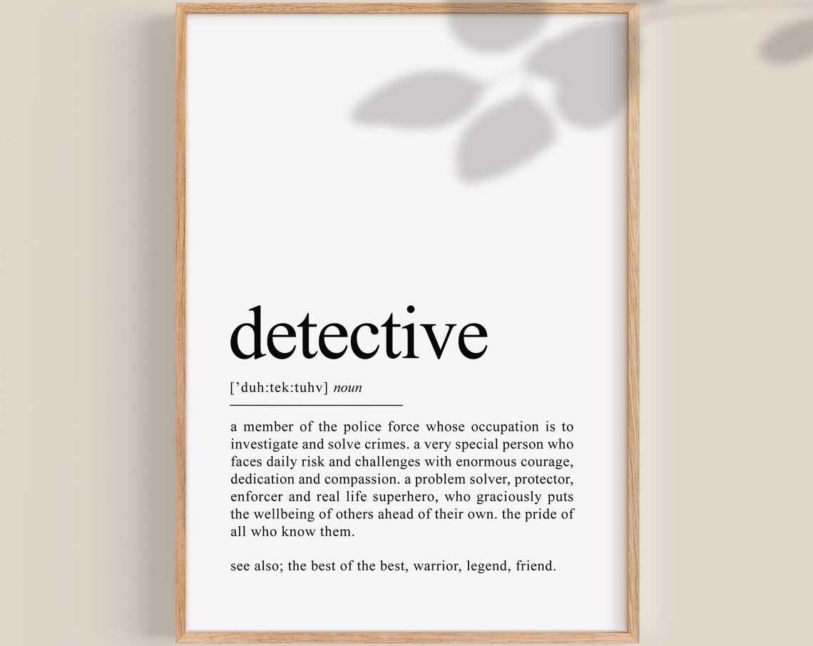 Detective Definition Print, Police Gift Wall Art
