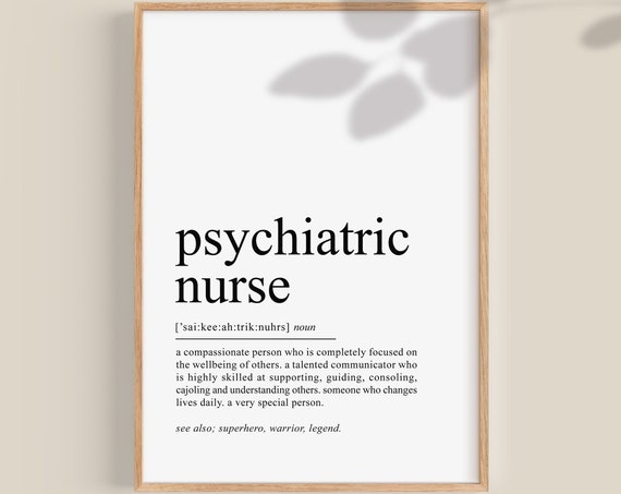 Psychiatric Nurse Definition Art Print, Nurse Gift