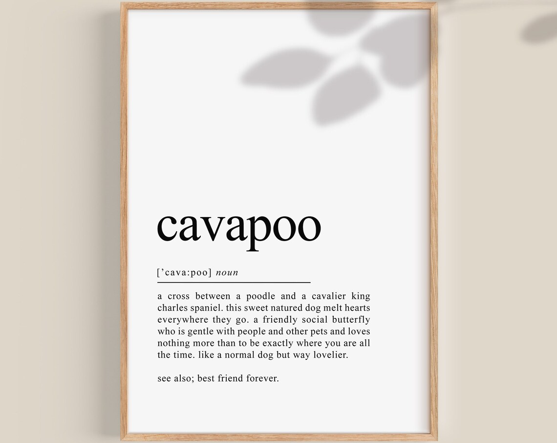 Cavapoo Definition Art Print, Dog Lover Gift