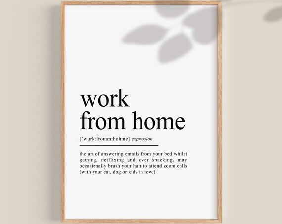 Work From Home Gifts Work From Home Poster Wfh Wall Art Funny Definition Print Home Office Wall Decor Wall Art