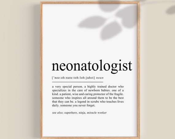 Neonatologist Definition Art Print, Doctor Gift