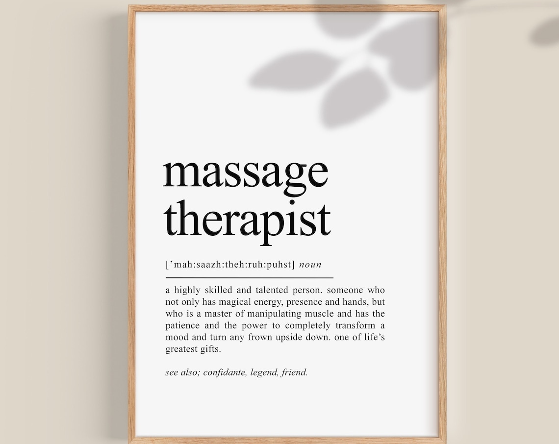 Massage Therapist Definition Art Print, Spa Decor