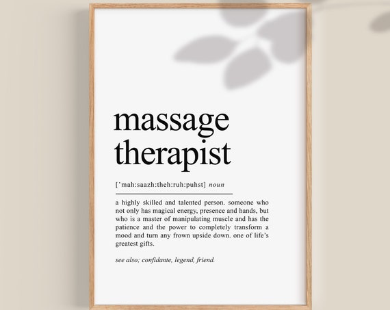 Massage Therapist Definition Art Print, Spa Decor