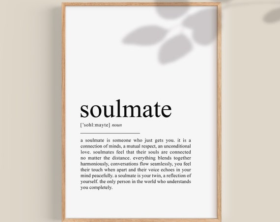 Soulmate Definition Art Print, Gift For Her