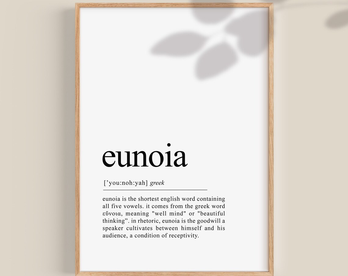 Eunoia Definition Print, Greek Inspirational Wall Art