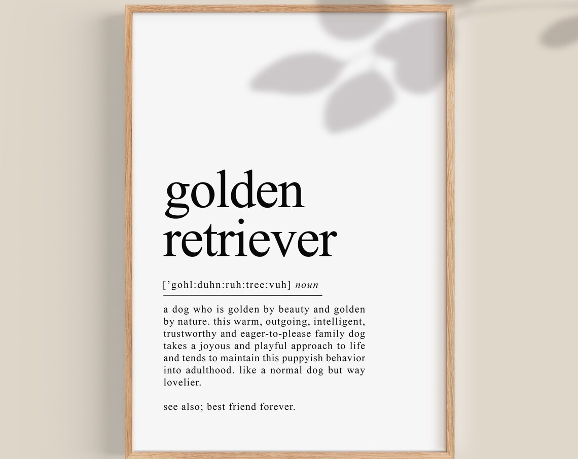 Golden Retriever Definition Art Print, Dog Lover Gift