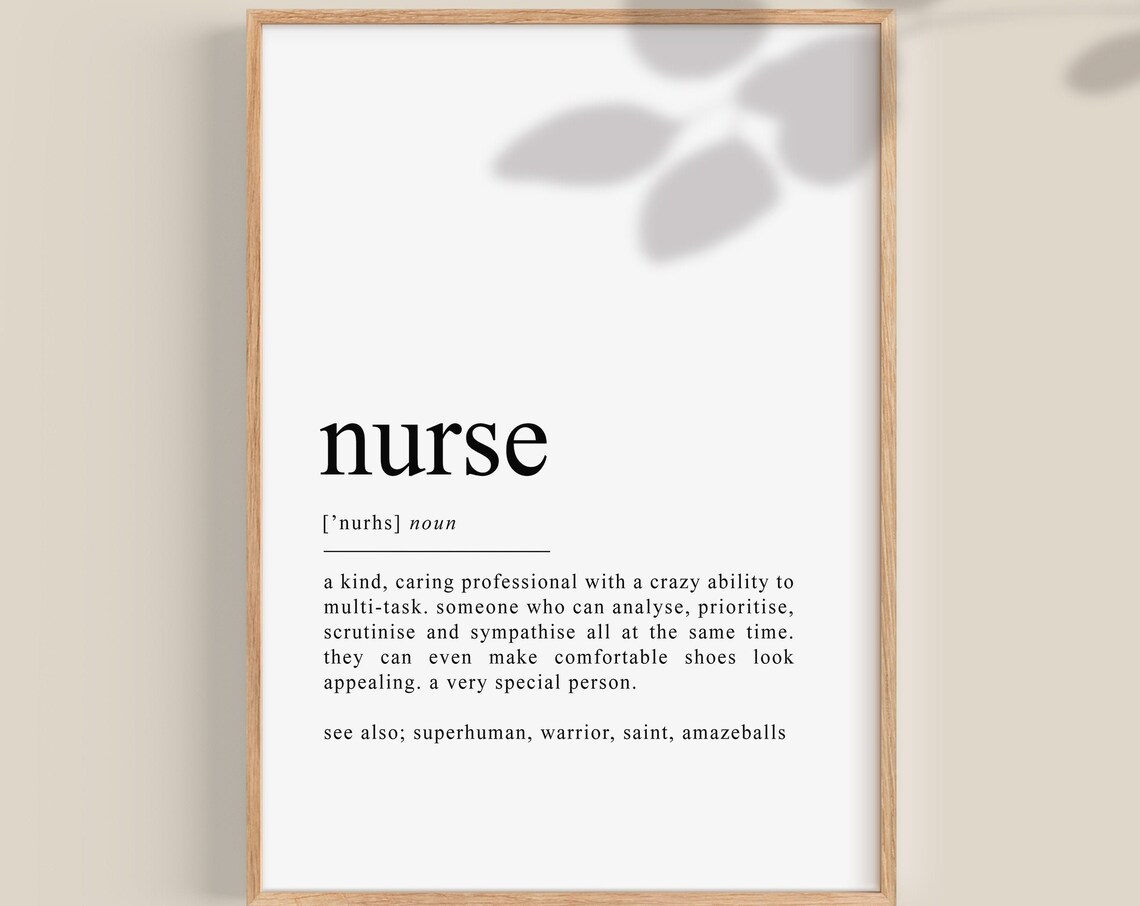 Nurse Definition Typography Poster, Gift Idea
