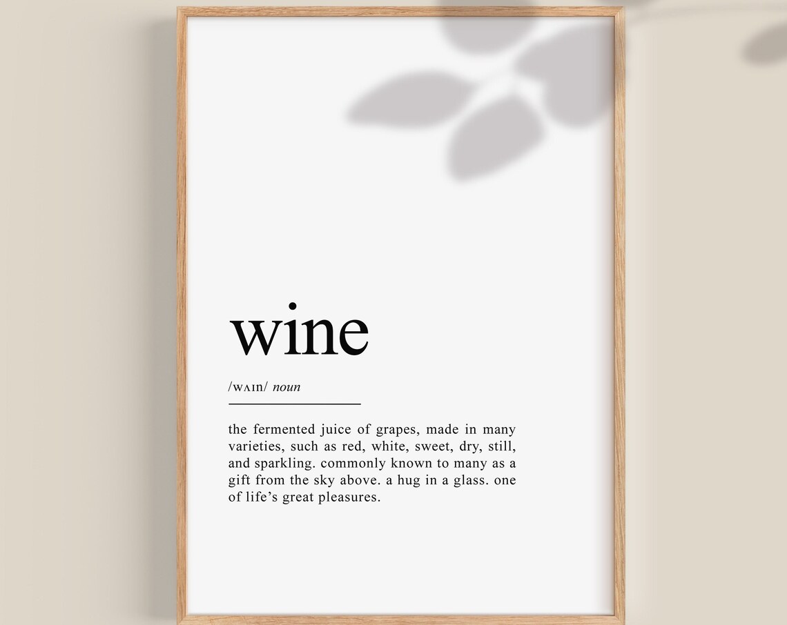 Wine Definition Print, Modern Bar Decor Art Print