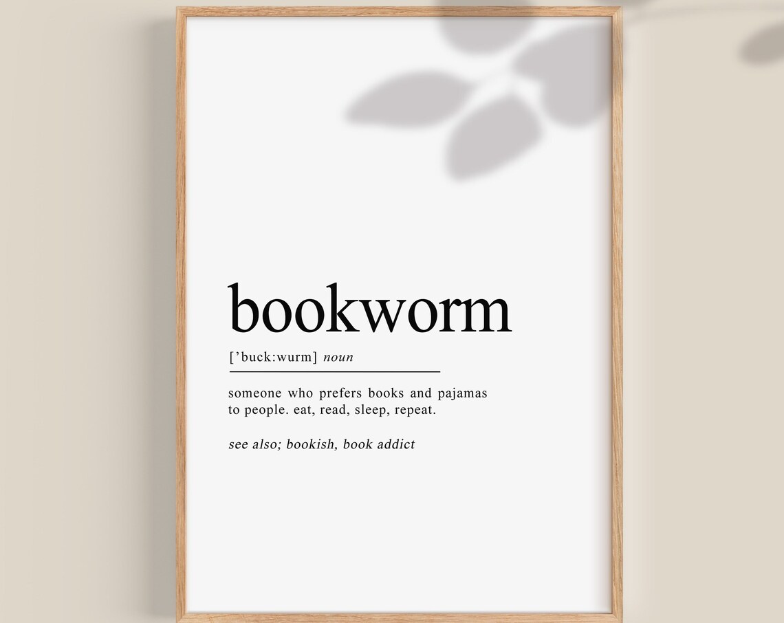 Bookworm Definition Print, Gift for Book Lovers
