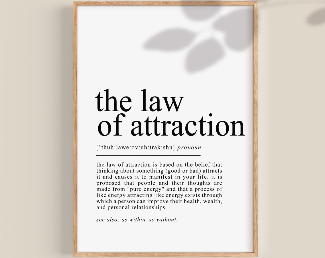 Law of Attraction Definition Manifest Poster, Spiritual Art