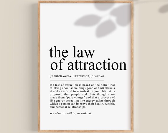 Law of Attraction Definition Manifest Poster, Spiritual Art