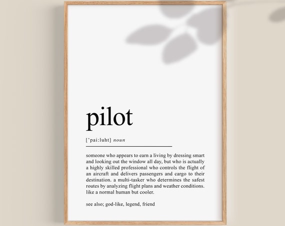 Pilot Definition Wall Art Print, Cabin Crew Gift
