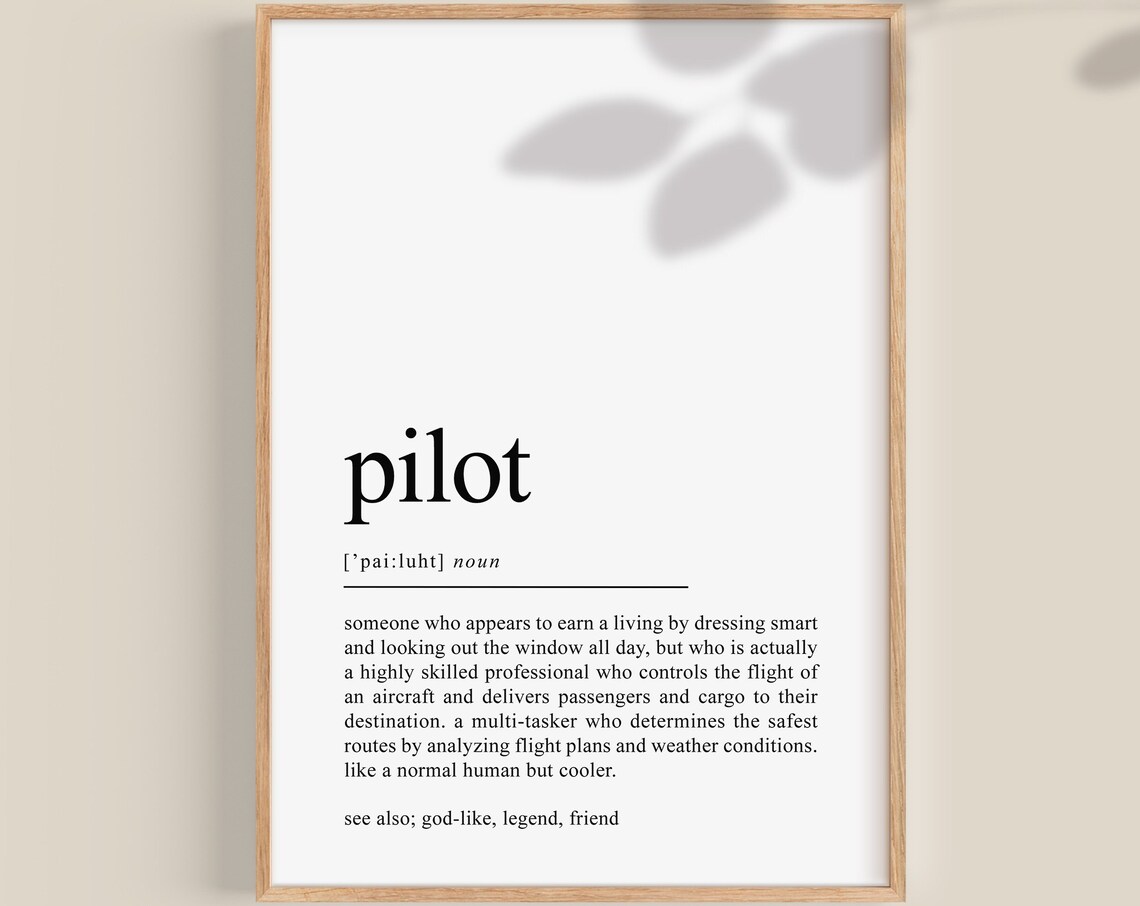 Pilot Definition Wall Art Print, Cabin Crew Gift