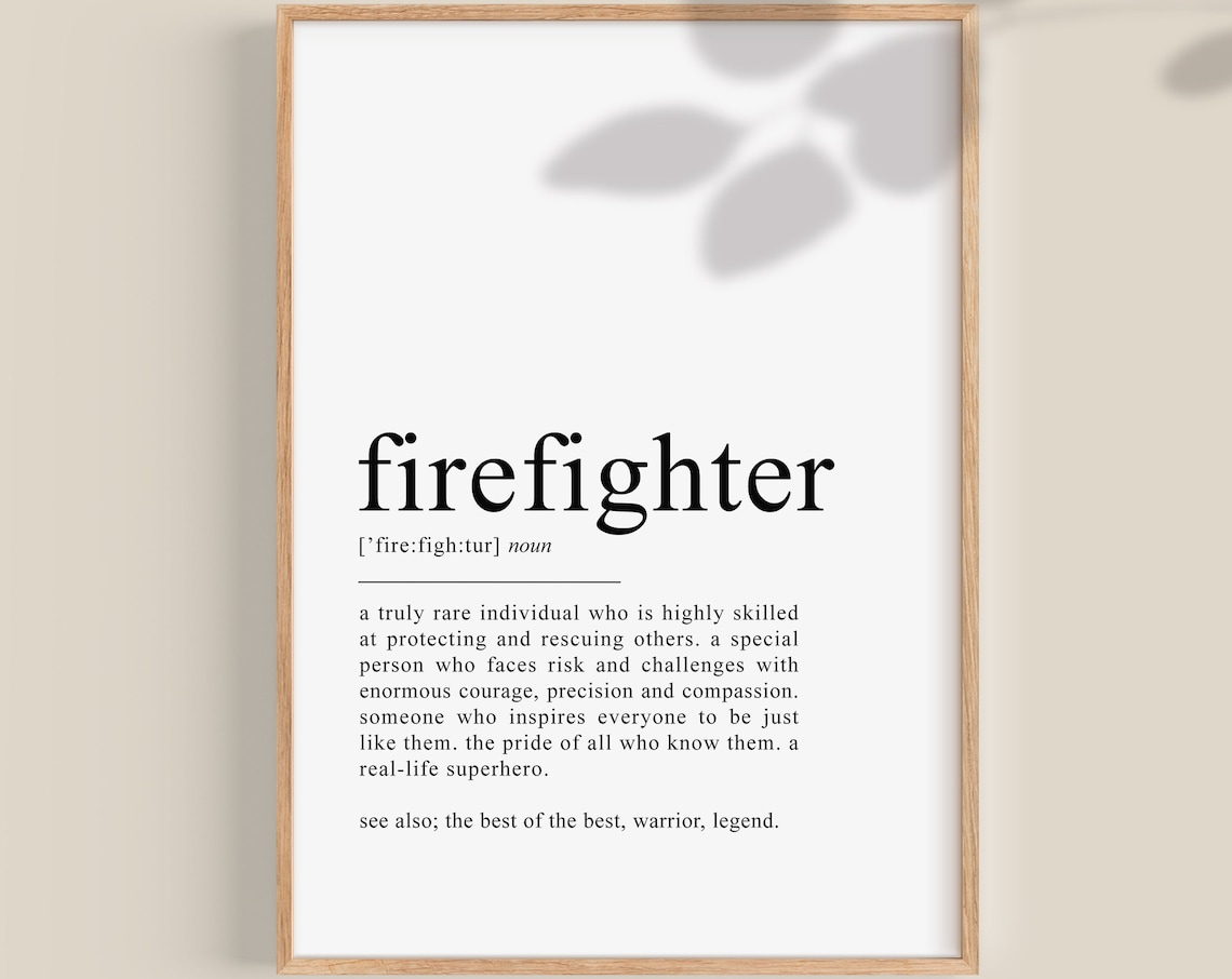 Firefighter Definition Typography Art Print