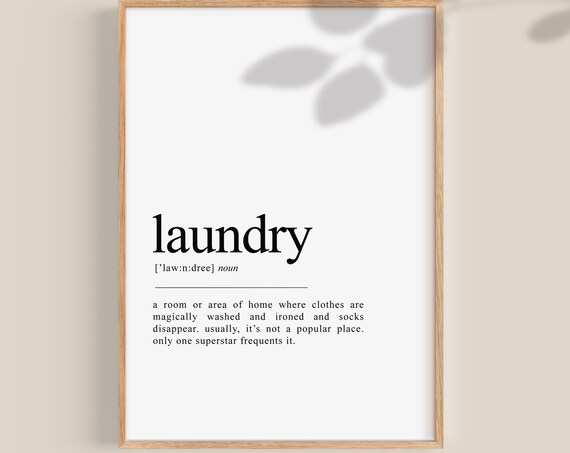 Laundry Definition Dictionary Art, Funny Wall Print