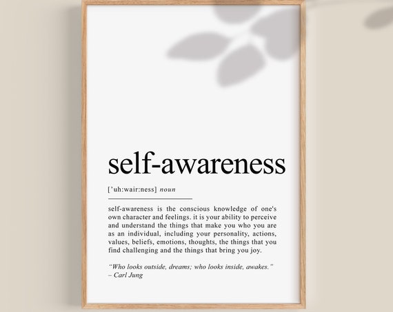Self Awareness Definition Print Self Love Gift Classroom Quotes Poster Mental Health Gift Motivational Wall Art Teen Room Decor