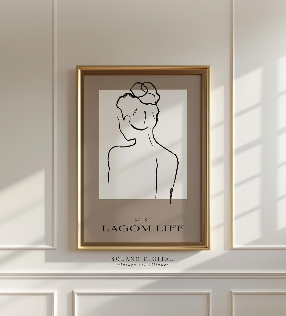 Minimalist Female Line Sketch Lagom Life Nordic Beige Wall Poster