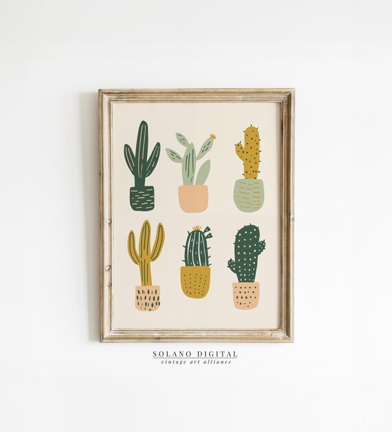 Cactus Print Desert Western Illustration Wall Art Southwestern Decor Plant Lover Gift Home