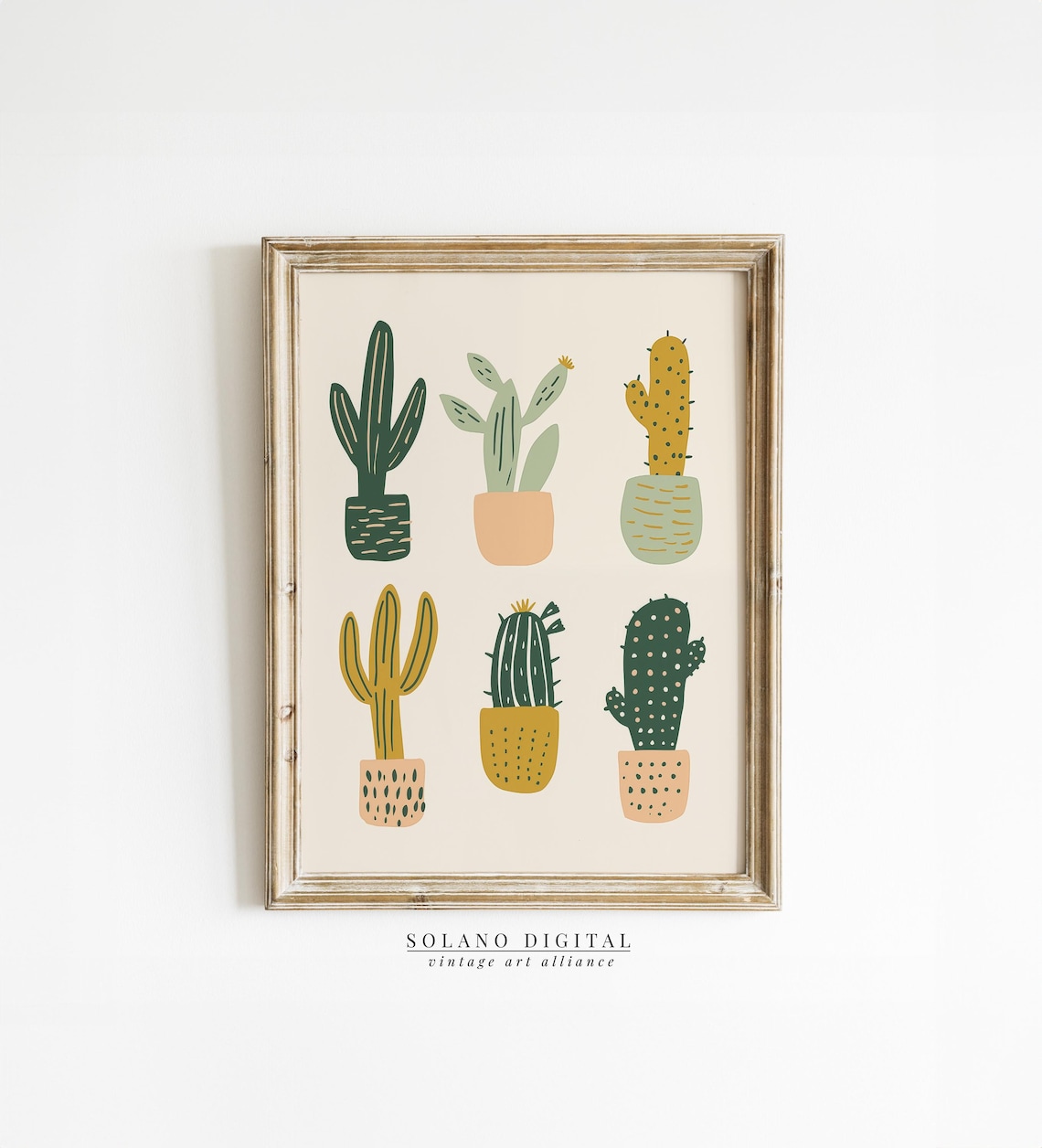 Potted Cactus Illustration Southwestern Desert Botanical Art Poster