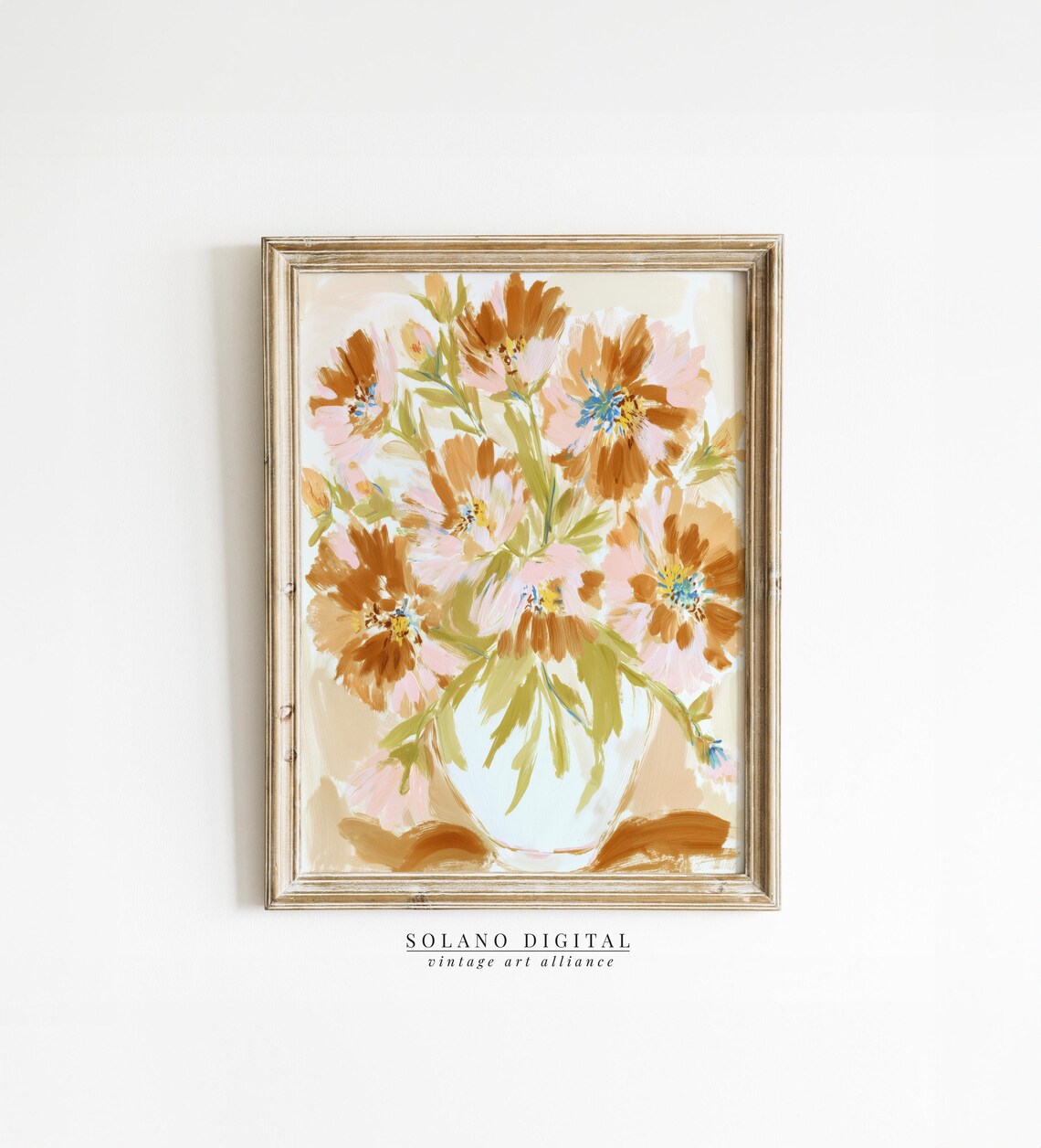 Terracotta Vase Flower Painting Warm Rustic Floral Still Poster