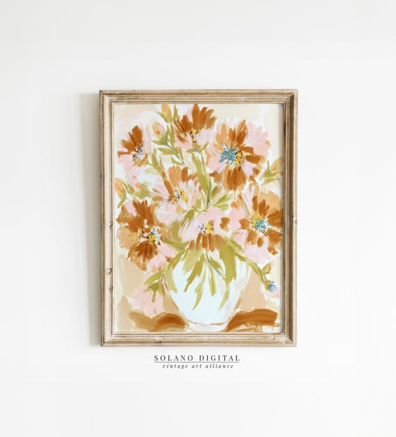 Southern Floral Wall Art Rustic Flower Print Vintage Botanical For Kitchen Or Bedroom Decor