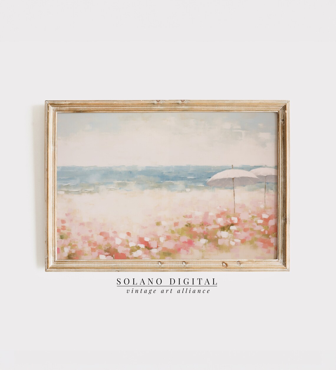 Vintage Abstract Coastal Seascape, Girly Decor Art Print